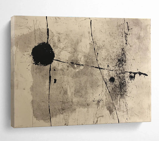 Echoes of Spontaneity - A Comprehensive Examination of the Black Ink Abstract Art for Industrial-Chic Café & Avant-Garde Art Gallery SC093