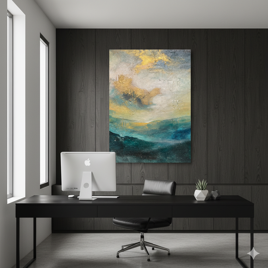 Ethereal Horizons: A Deep Dive into the Abstract Mastery of 'Gold - Blue Landscape'