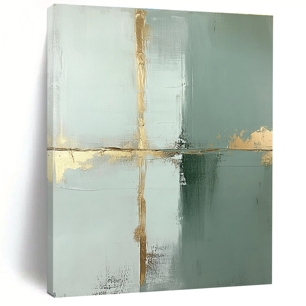 Gold and Green Abstract Cross for Luxury Hotel Lobby & Elegant Dining Room STSC428