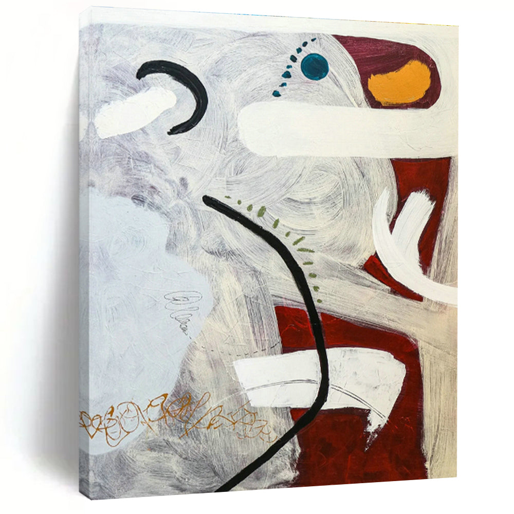 Gray - White - Red Abstract Art for Modern Loft & Home Studio DLZ1115
