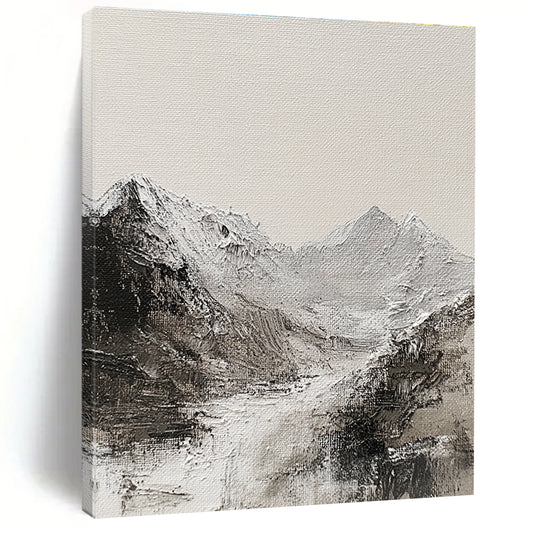 Monochromatic Mountain Landscape for Rustic Cabin & Black - and - White Themed Study STSC642