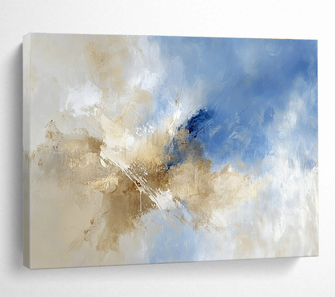 Blue - Beige Abstract Art for Modern Living Room & Luxury Hotel Lounge SC020