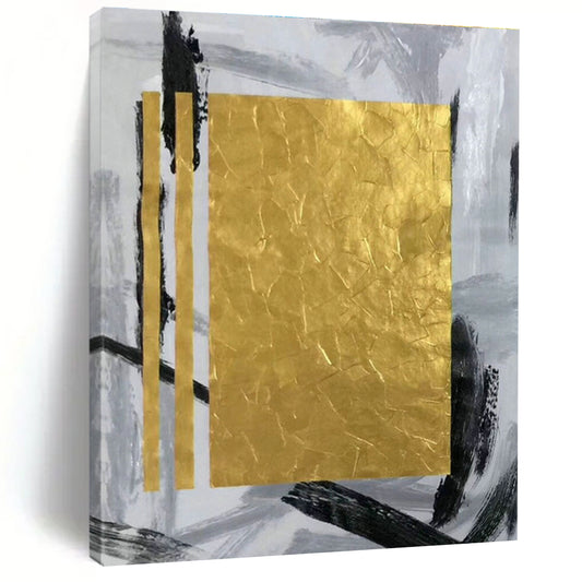 Gold Foil Grey - Black Abstract Art for Living Room & Office DLZ0467