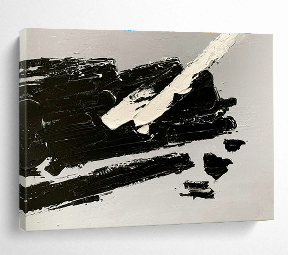 Black - White Stroke Abstract Art for Contemporary Art Gallery Installations DLZ2668