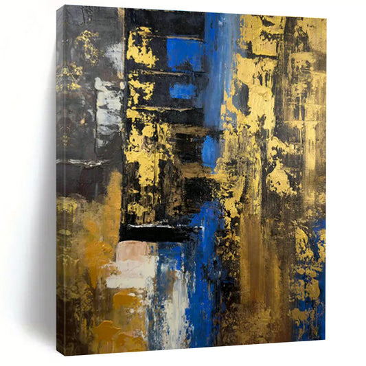 Gold and Blue Abstract Art for Luxury Penthouse & Upscale Lounge DLZ0739