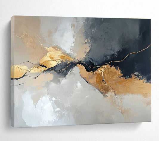 Gold Accent Abstract Flow Art for Sophisticated Living Room & Corporate Boardroom SC104