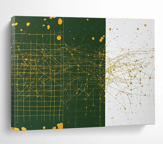 Golden Web on Green & White Art for Modern Art Gallery & Luxury Office Lobby SC471