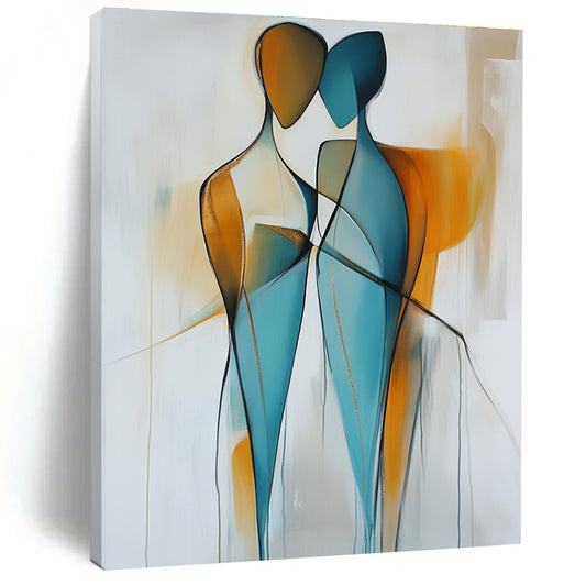 Golden Accent Abstract Figures Art for Bedroom & Luxury Lounge STSC714