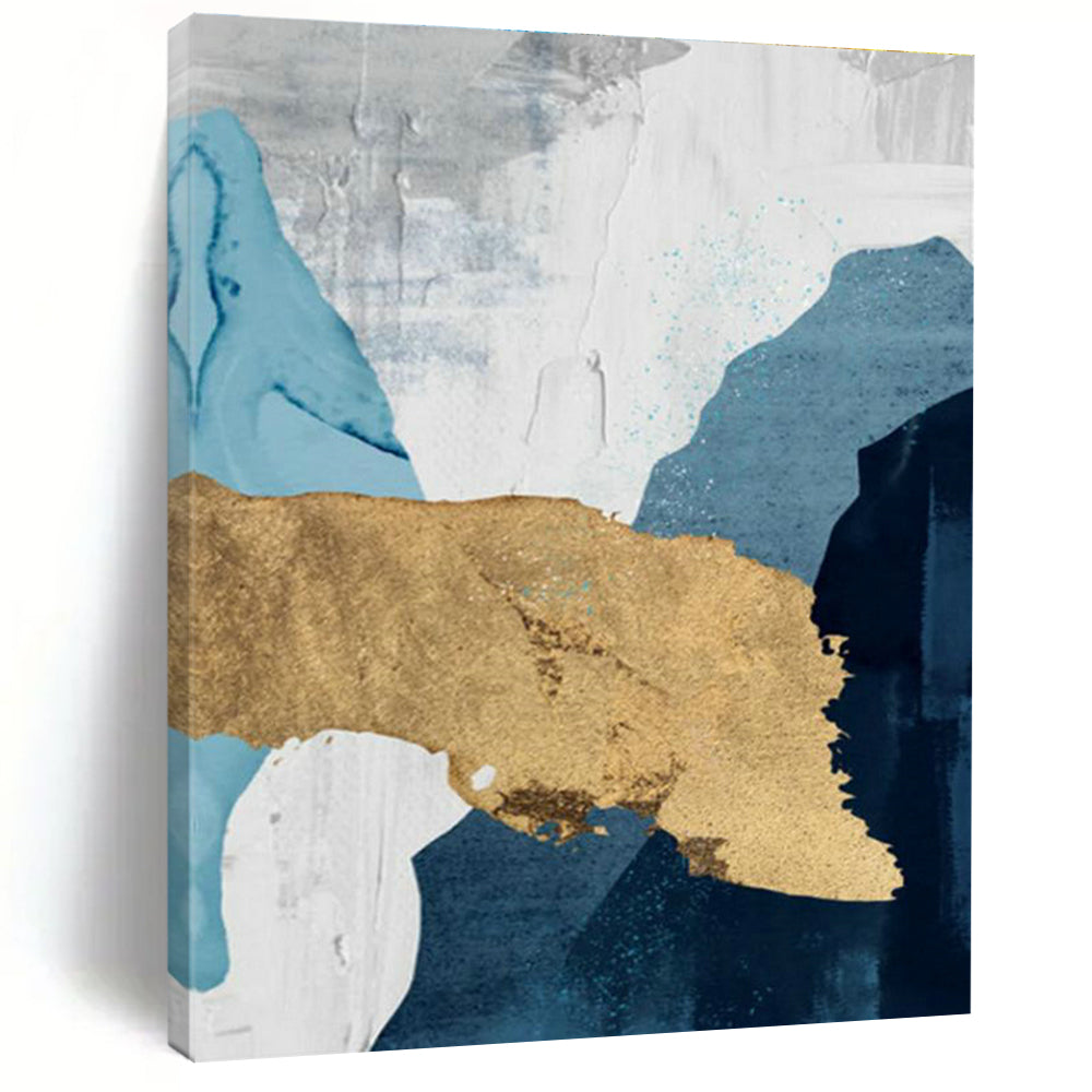 Blue, Gray, and Gold Abstract Art for Nautical - Inspired Home & Luxury Art Gallery DLZ2227