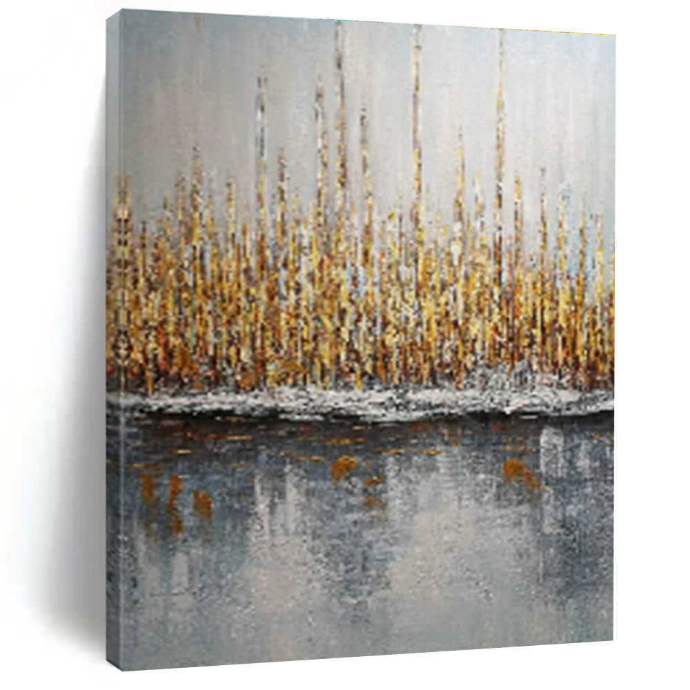 Golden Reeds Reflection for Lakeside Bed - and - Breakfast & Nature Lover’s Home Office DLZ0888