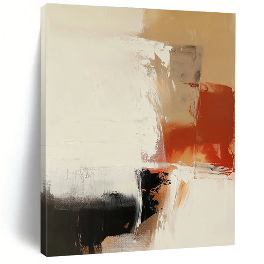 Abstract Neutral Tones with Red Accent for Minimalist Living Room & Modern Office STSC750