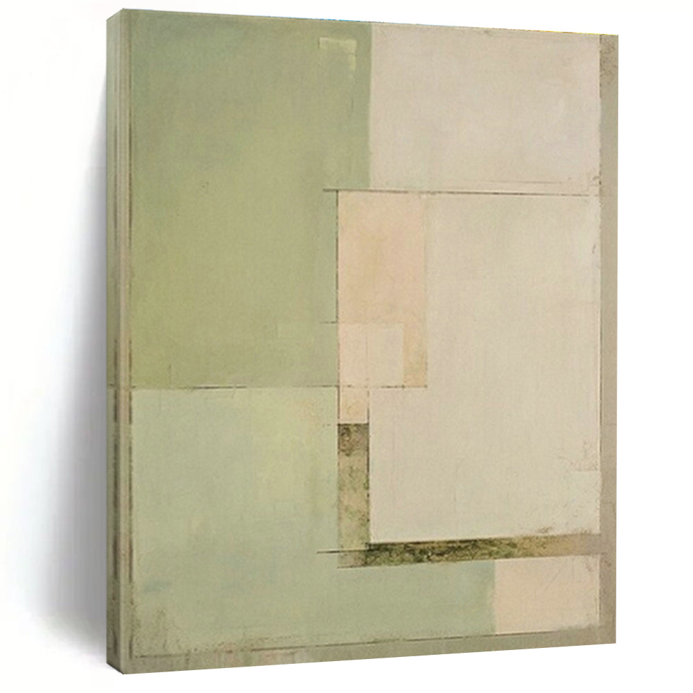 Mint Green Geometric Blocks Art for Home Office & Plant Shop DLZ0601
