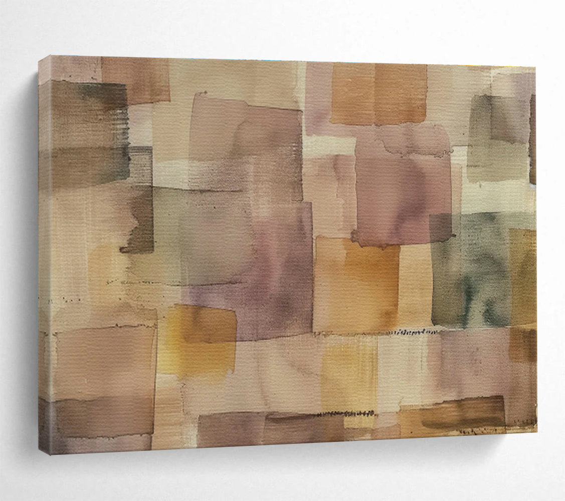 Warm Brown Collage Abstract Art for Rustic - Chic Living Room DLZ2976