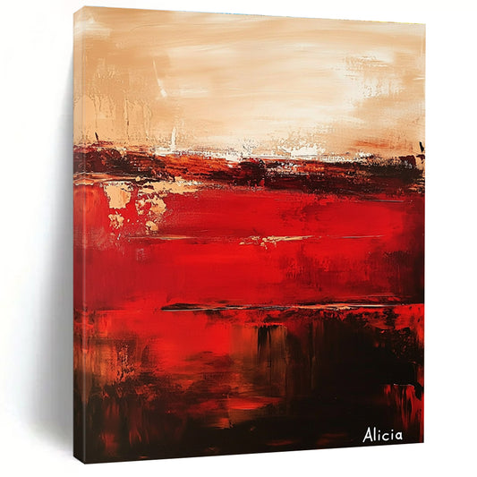 Red - Brown Abstract Art for Dining Room & Fireplace Area STSC690