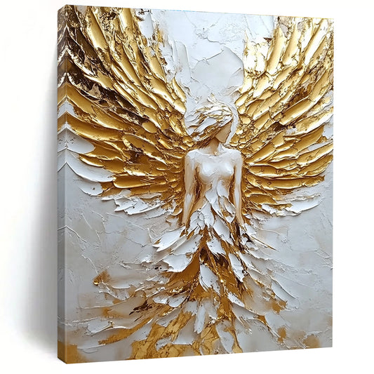 Textured Golden Angel Figure Art for Luxury Bedroom & Spiritual Wellness Center STSC142