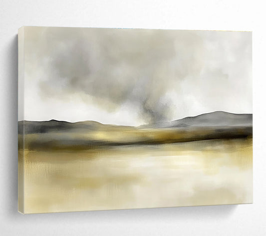 Gold Tonal Lake Art for Luxury Villa & Elegant Bedroom SC075