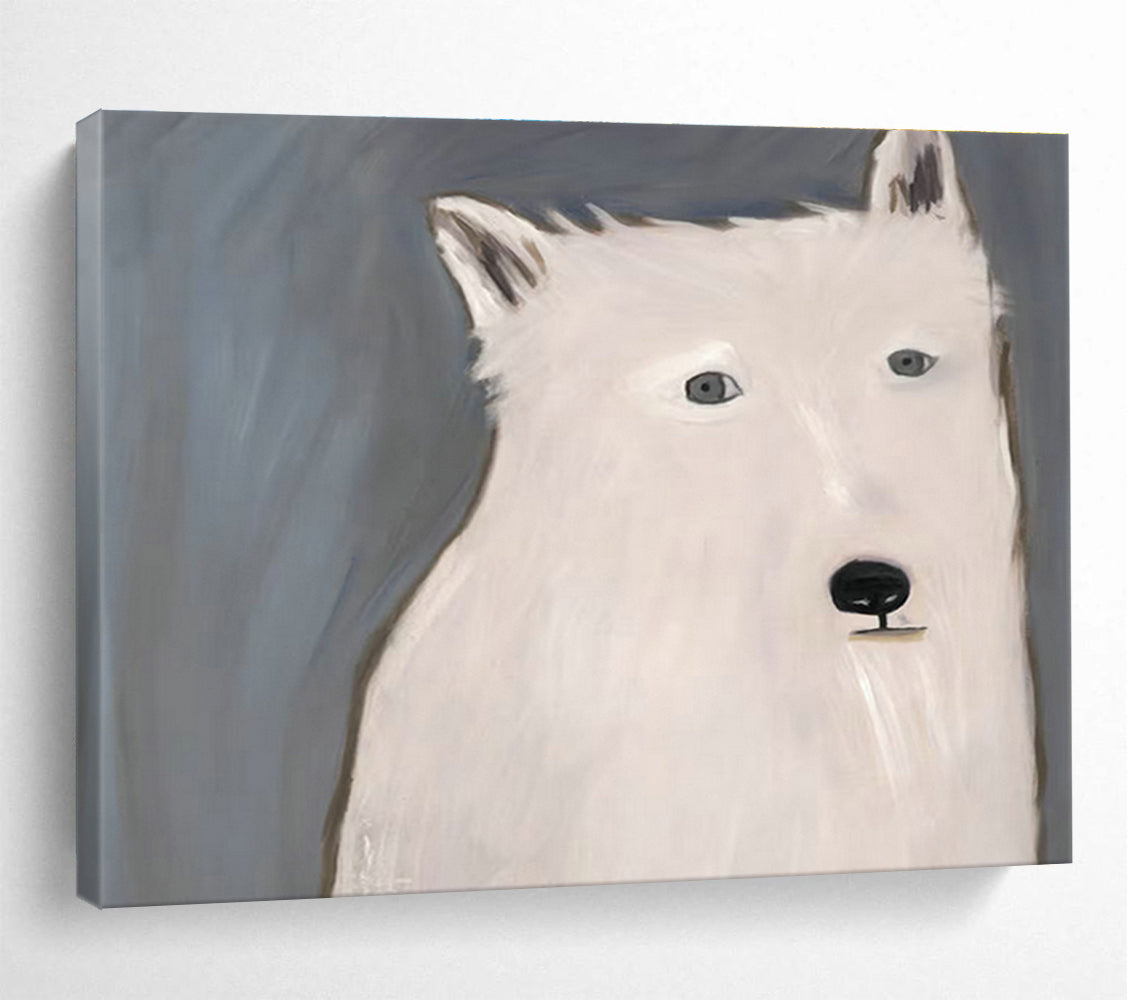 Minimalist White Bear Portrait Art for Kids’ Playroom DLZ2806