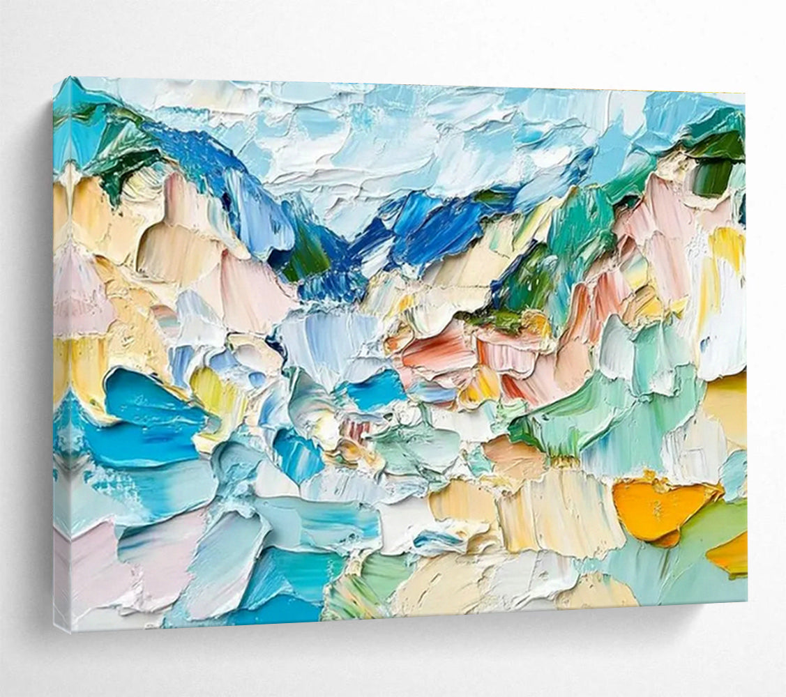 Colorful Mountain Palette Knife Art for Modern Art Gallery Focal Walls DLZ3188