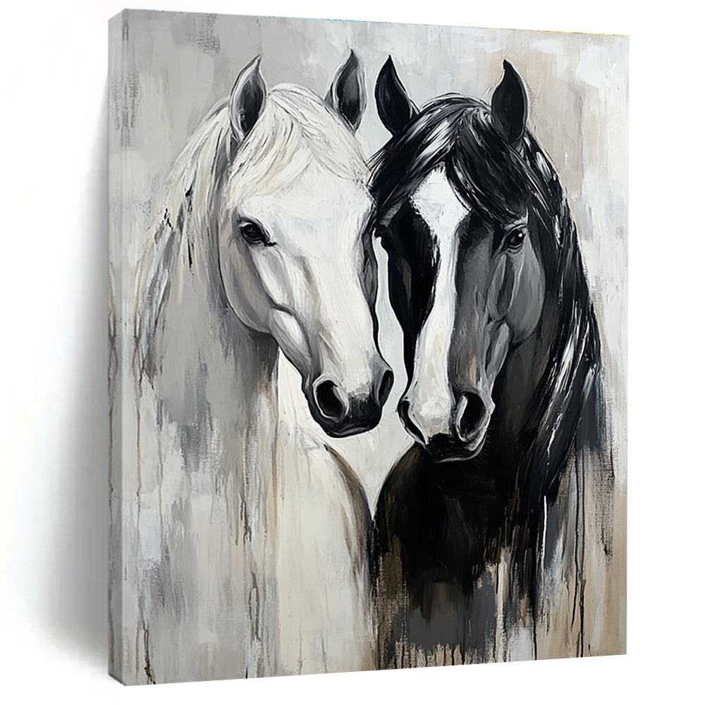 Two Horses’ Heads Art for Equestrian Center & Rustic Home Office STSC1388