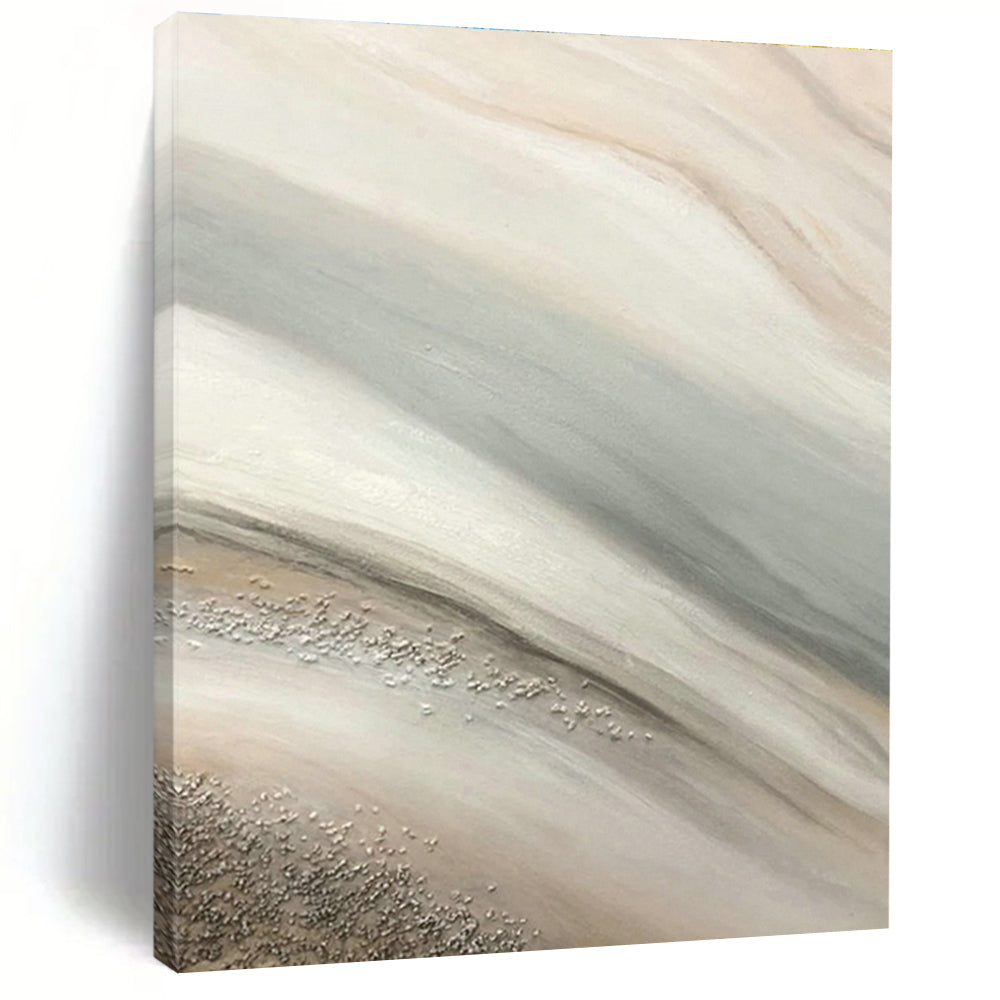 Beige - Gray - Silver Wave Abstract Art for Coastal Home & Boutique Café DLZ1222