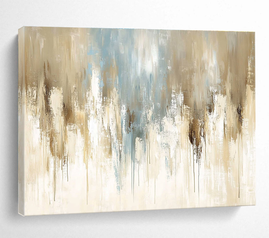 Beige - Blue Abstract Drip Art for Modern Living Room & Art - Inspired Office SC009