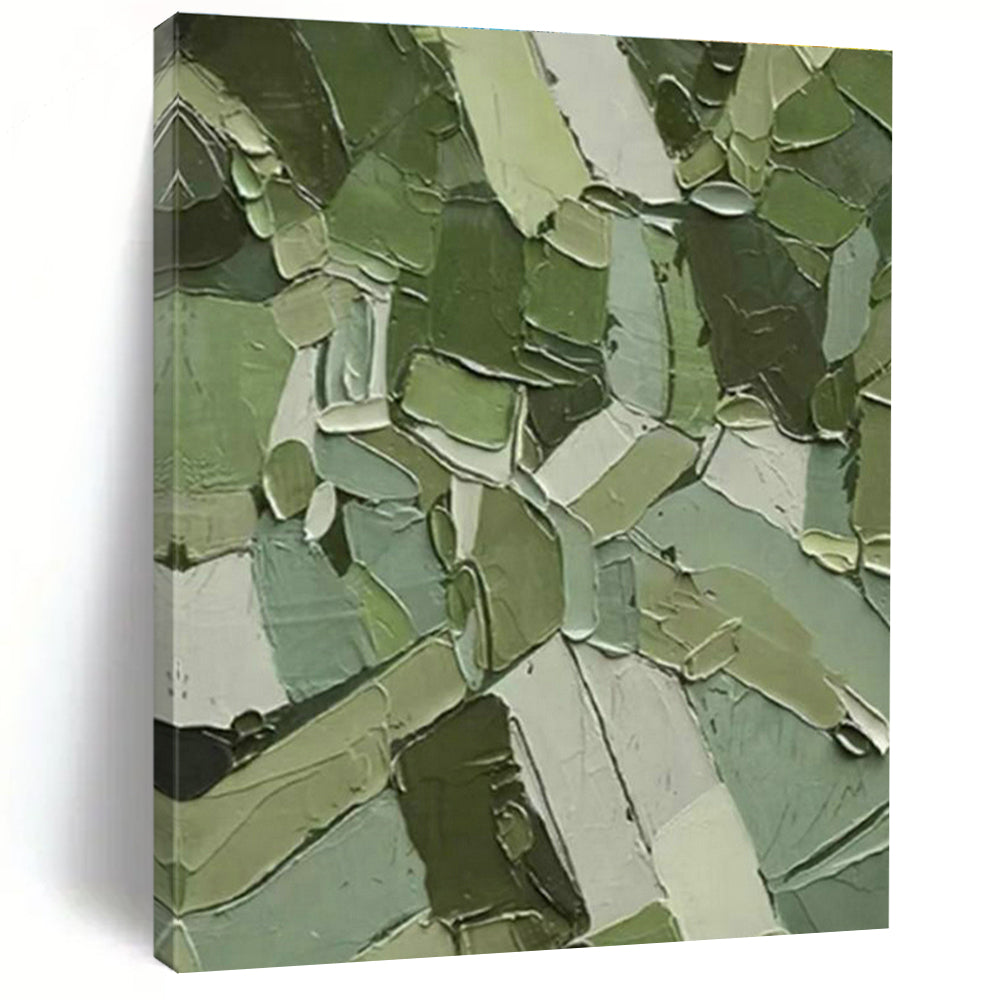 Green Block Mosaic Oil Art for Office & Living Room DLZ0308