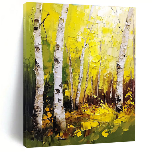 Golden Birch Forest Art for Autumn - Themed Restaurant & Nature - Lover’s Bedroom STSC1387
