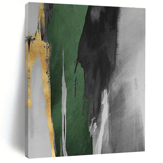 Gold, Green, and Gray Abstract Art for Office Reception & Modern Dining Room DLZ1205