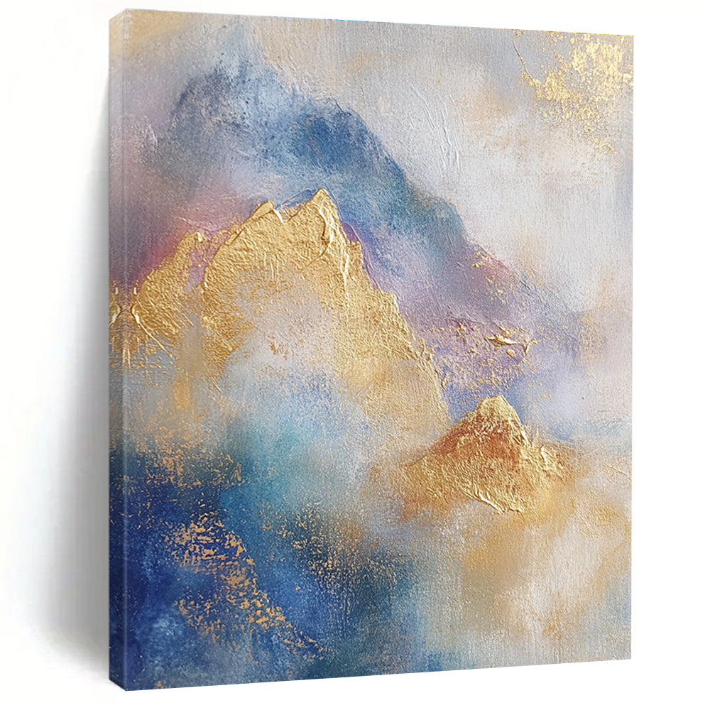 Gold and Blue Abstract Mountains for Luxury Ski Lodge & Elegant Home Library STSC446