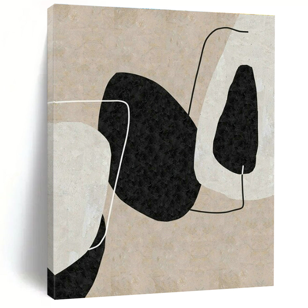 Beige - Black Geometric Abstract for Minimalist Office & Art Gallery DLZ2060
