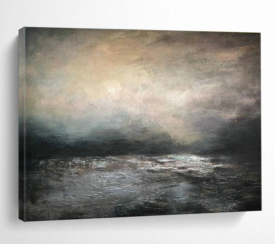 Dark Sea View Oil Painting for Industrial - Style Loft Bar Walls DLZ3165
