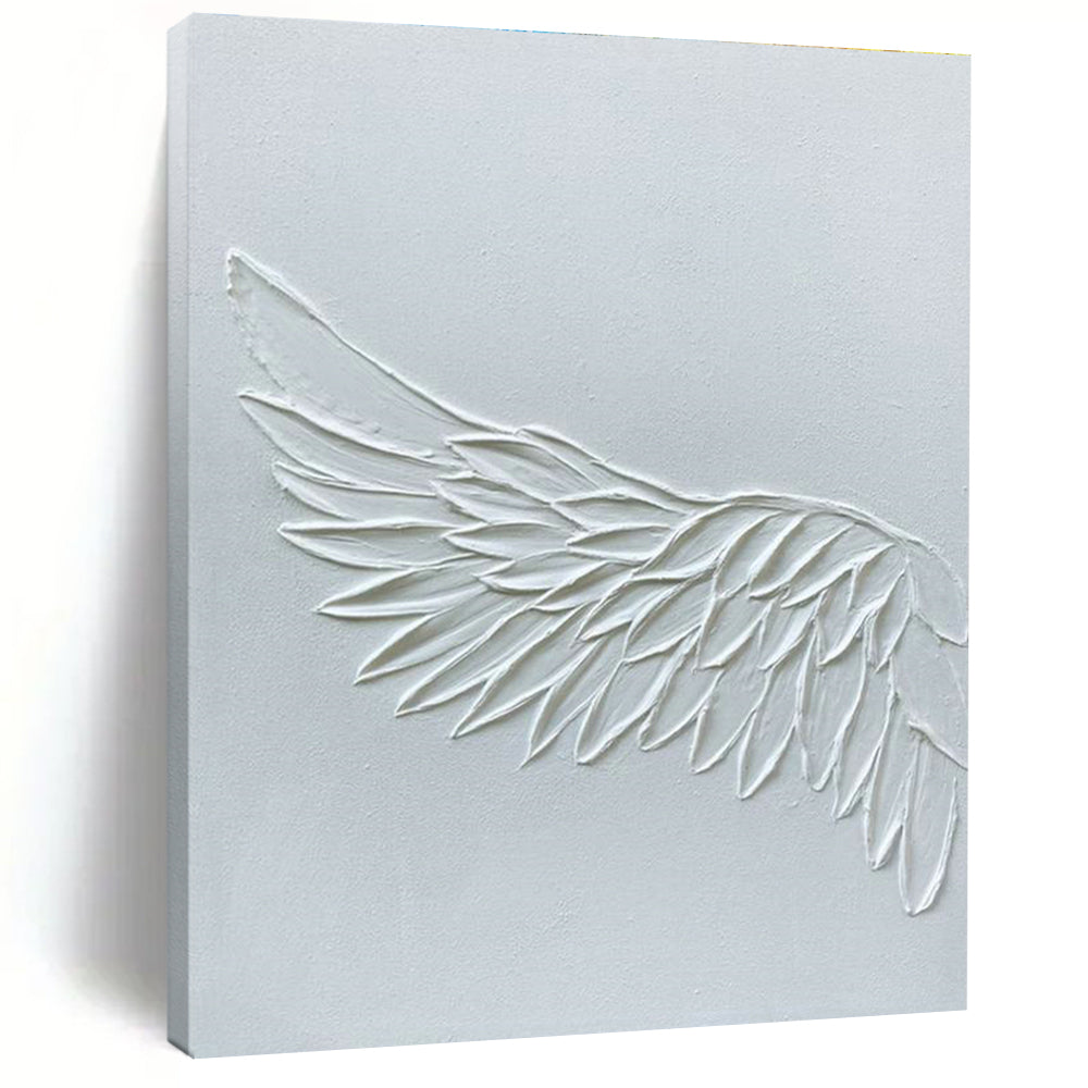 White Textured Wing Art for Spiritual Retreat & Elegant Bedroom DLZ2185