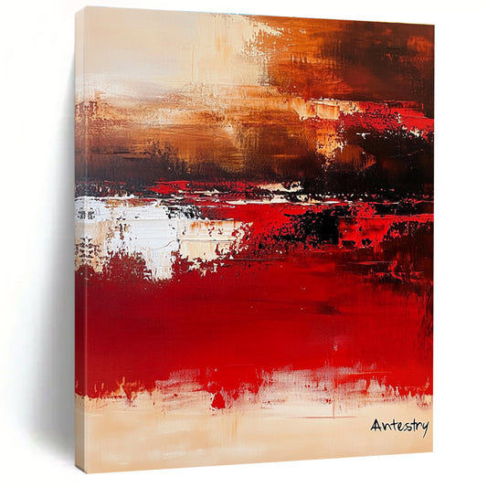Red and Brown Abstract Landscape for Rustic - Modern Home & Cozy Wine Lounge STSC458