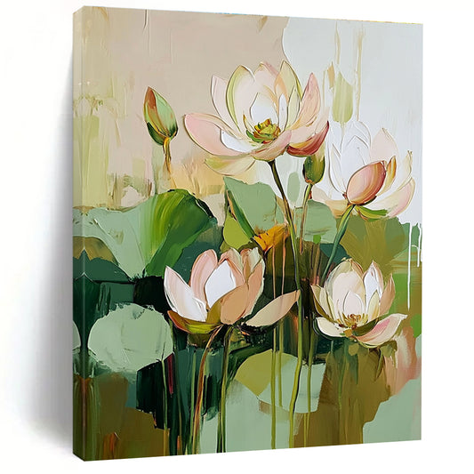 Impasto Lotus Flowers for Zen - Inspired Home & Spiritual Art Space STSC188