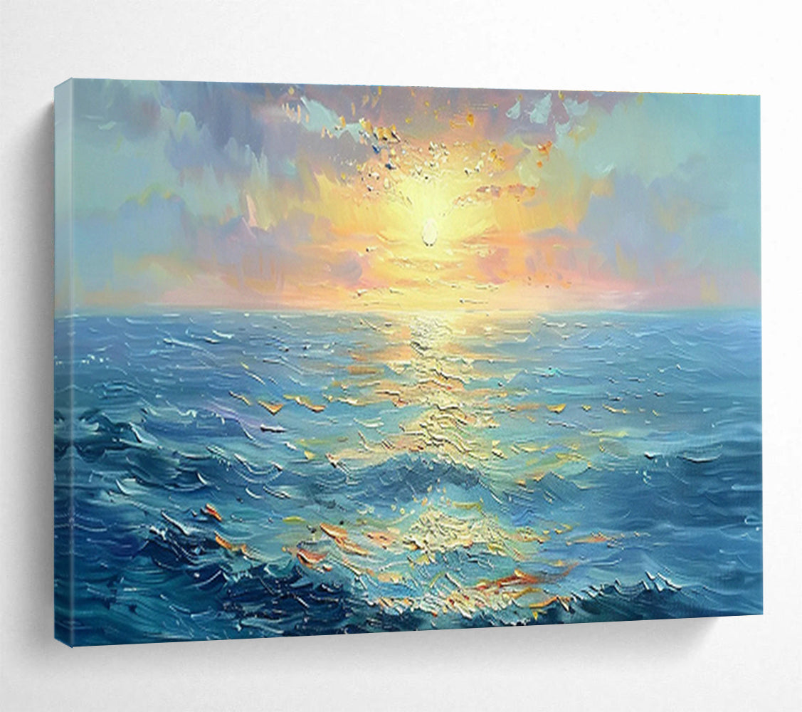 Sea Sunrise Oil Painting for Beach Resort Hotel Lobby Areas DLZ3144