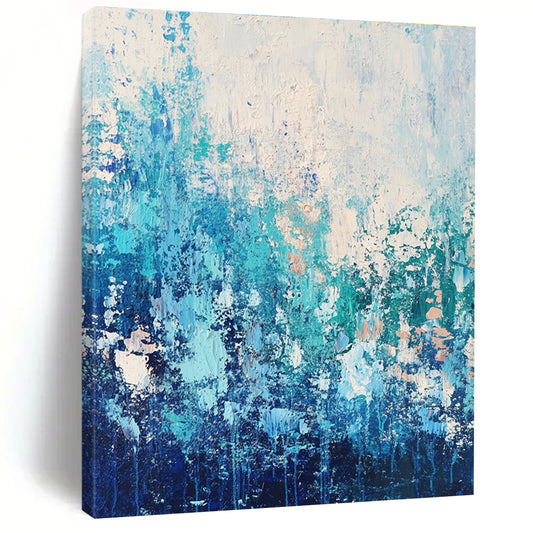 Blue Textured Abstract Landscape for Coastal Home Bedroom & Relaxing Spa Retreat STSC452