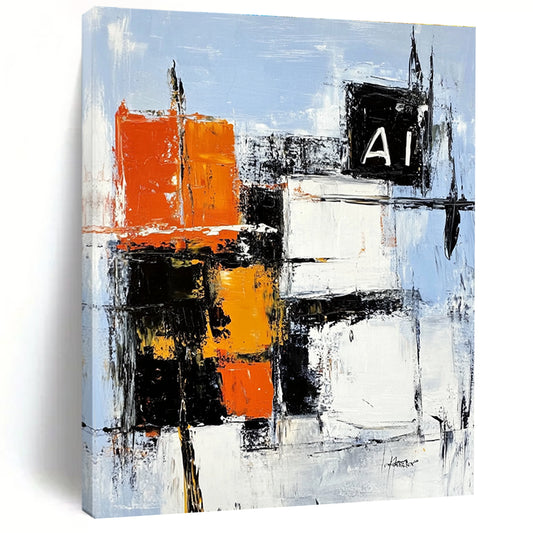 Abstract Color Block with “AI” for Tech - Inspired Office & Modern Art Space STSC742