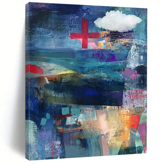 Abstract with Red Cross for Modern Wellness Center & Eclectic Art Space STSC575