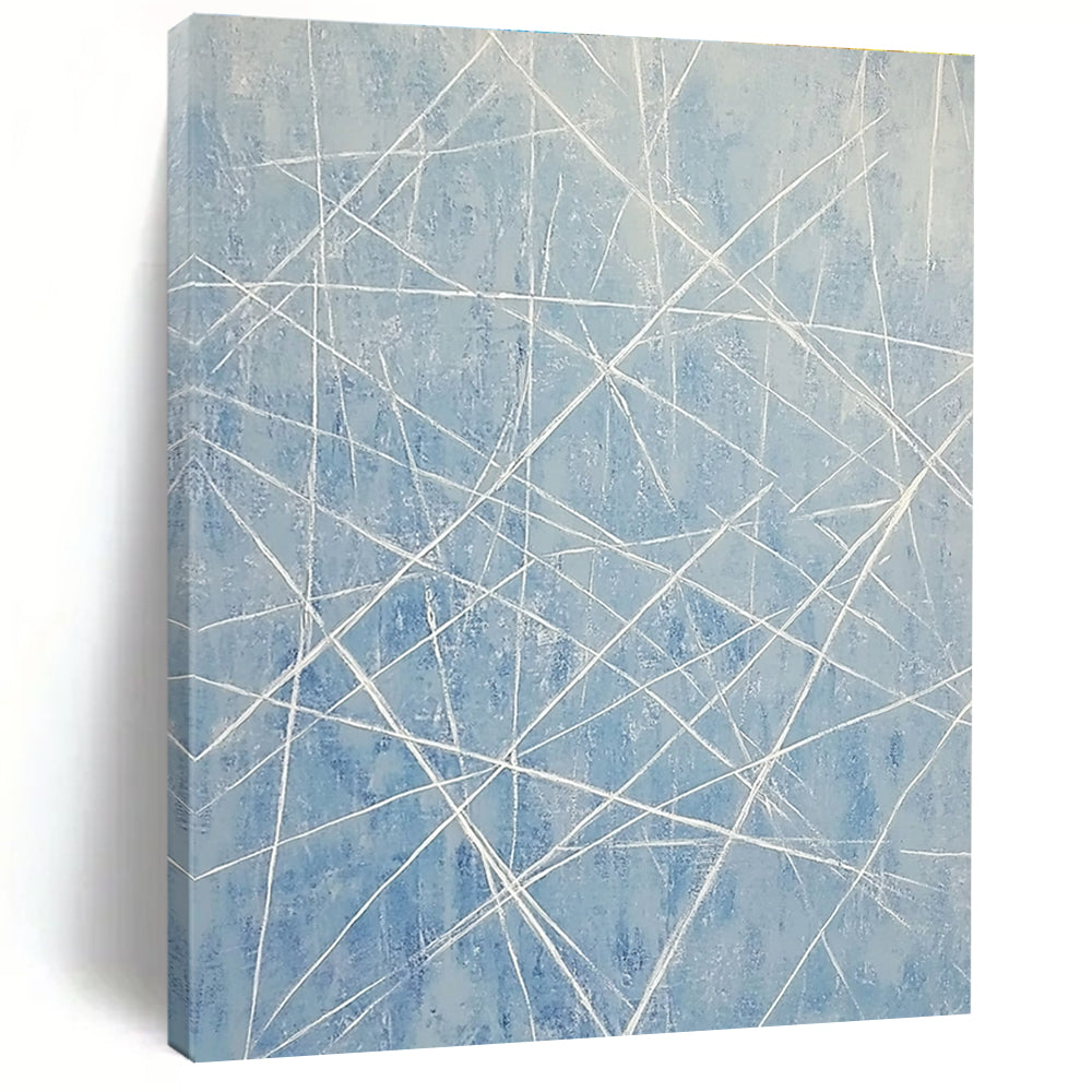 Blue and White Linear Abstract for Serene Home Office & Modern Art Space STSC316