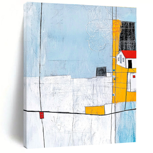 Charming Abstract Village Art for Caf茅 & Country Home STSC688