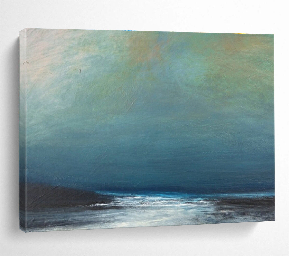 Serene Sea View Oil Painting for Minimalist Coastal Bathrooms DLZ2491