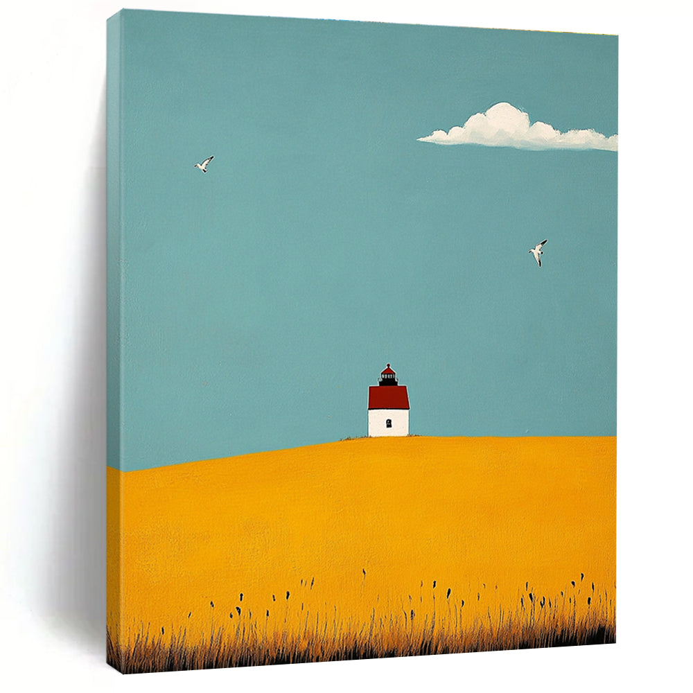 Lighthouse on Yellow Hill Art for Nautical Home Entryway & Coastal Community Center STSC1039