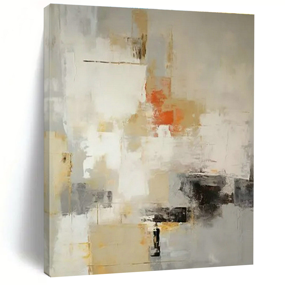 Gray - White - Orange Abstract Art for Coastal Home & Art - Loving Café DLZ1757