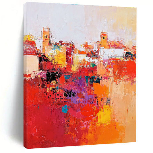 Colorful Abstract Cityscape for Contemporary Living Room & Travel - Inspired Café STSC556