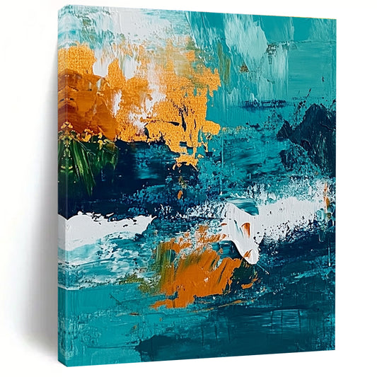Layered Teal Abstract Art for Living Room & Gallery STSC705