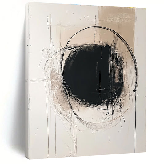 Monochromatic Black Circle Abstract for Minimalist Office & Modern Art Gallery STSC771