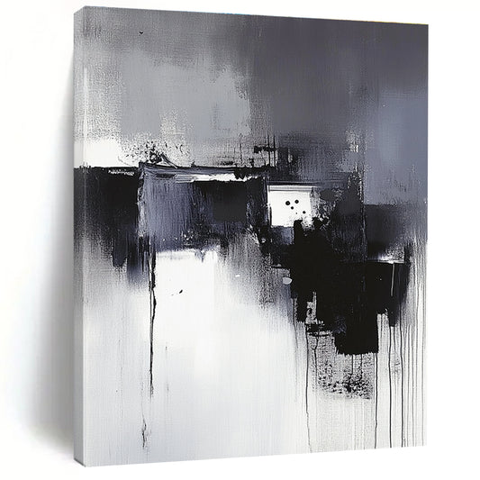 Black and White Abstract Drips for Industrial - Chic Loft & Dramatic Entryway STSC617