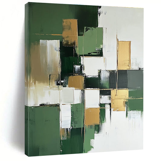 Green and Gold Geometric Abstract for Luxury Home Office & Art Deco - Inspired Lounge STSC611