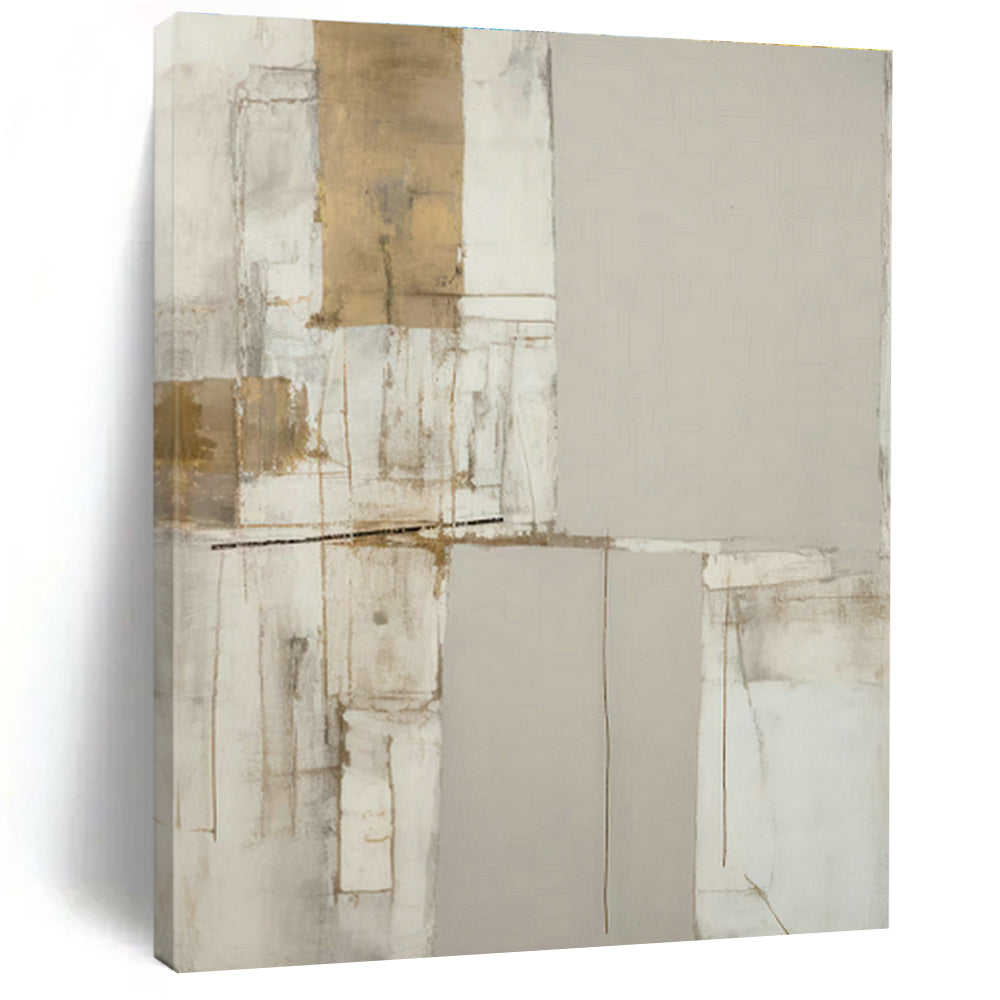 Light Grey - Gold Abstract Art for Spa Retreat & Minimalist Nursery DLZ1325