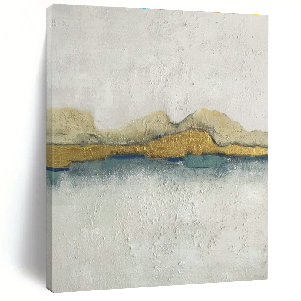 Minimalist Gold and Blue Art for Luxury Spa & Home Library DLZ0627